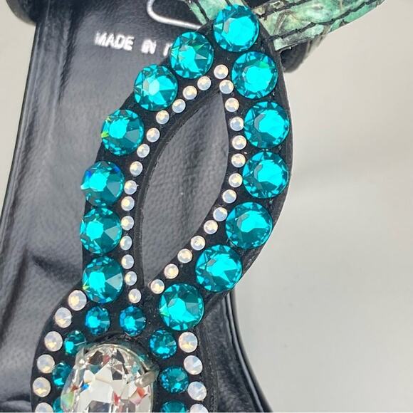 LORIBLU Jeweled Leather Sandals Heels - Made in Italy - $570. - Picture 10 of 16